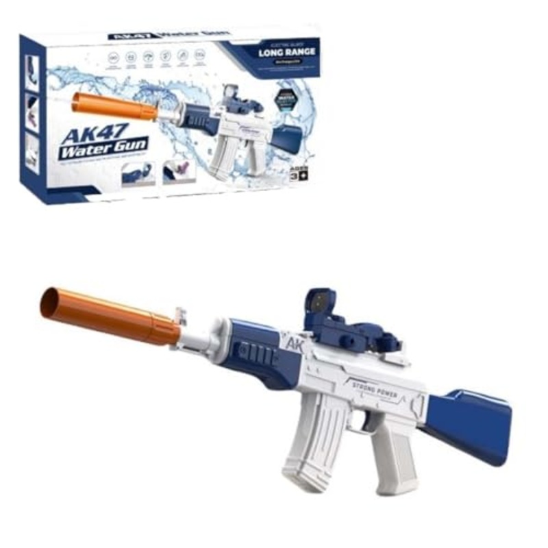 Electric Water Guns: Burst AK-47 Electric Water Gun  High-Capacity Blaster for Epic Summer Battles! (518-10 Blue) (Electric Burst AK-47 - (Blue)