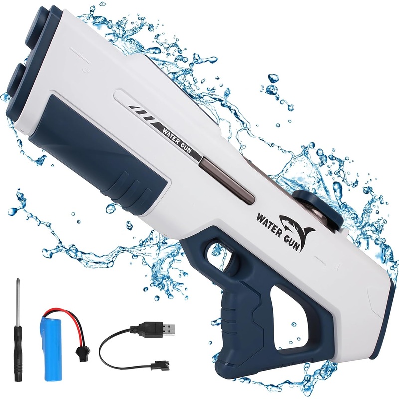 Electric Water Guns for Adults Kids, Automatic Water Reload & Shooting, Water Gun, Large Capacity Battery Powered Squirt Gun, Summer Beach Pool Backyard Outdoor Toys (White)