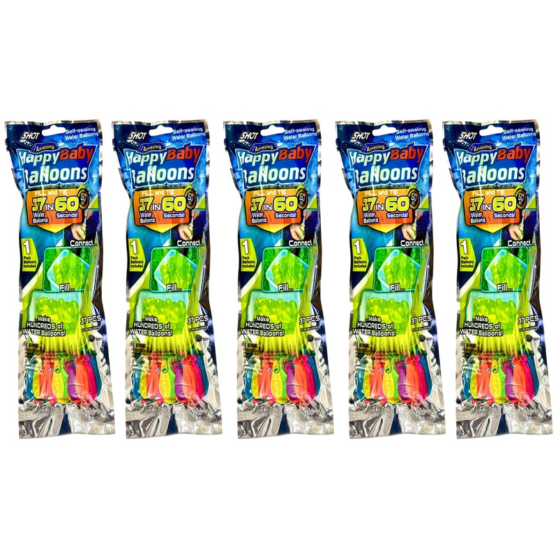 Happy Baby Water Balloons Holi for Kids Boys and Girls, Single Bunches Balloons (5 Pack)