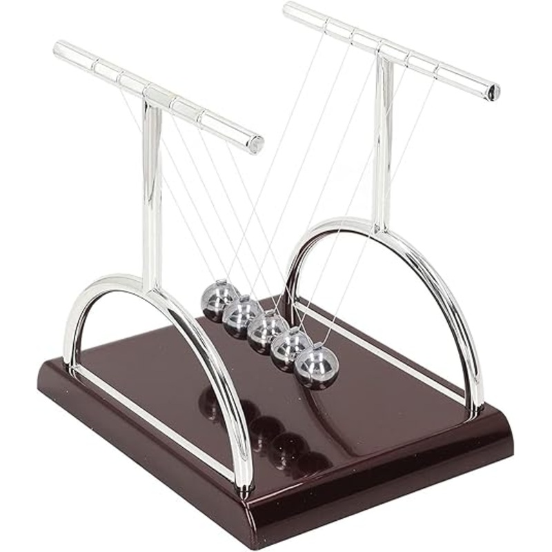 Jaiman Toys Cradle Pendulum | Metal Perpetual Motion Toy & Swing Balance Collision 5 Ball | Figurine Physics Gadget with Polished Plastic Base & Nylon