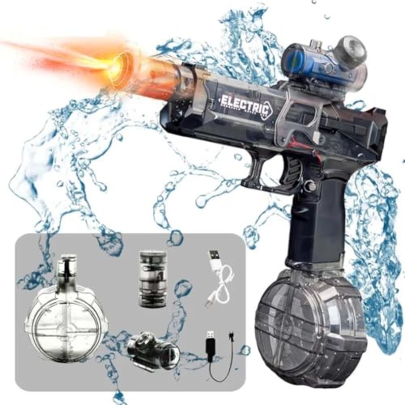 Kids Ultimate Battle Blaster Long Range Electric Water Blaster with Light,Squirt Guns Electric Water Gun Toy (Weal Walker Water Gun - Black)