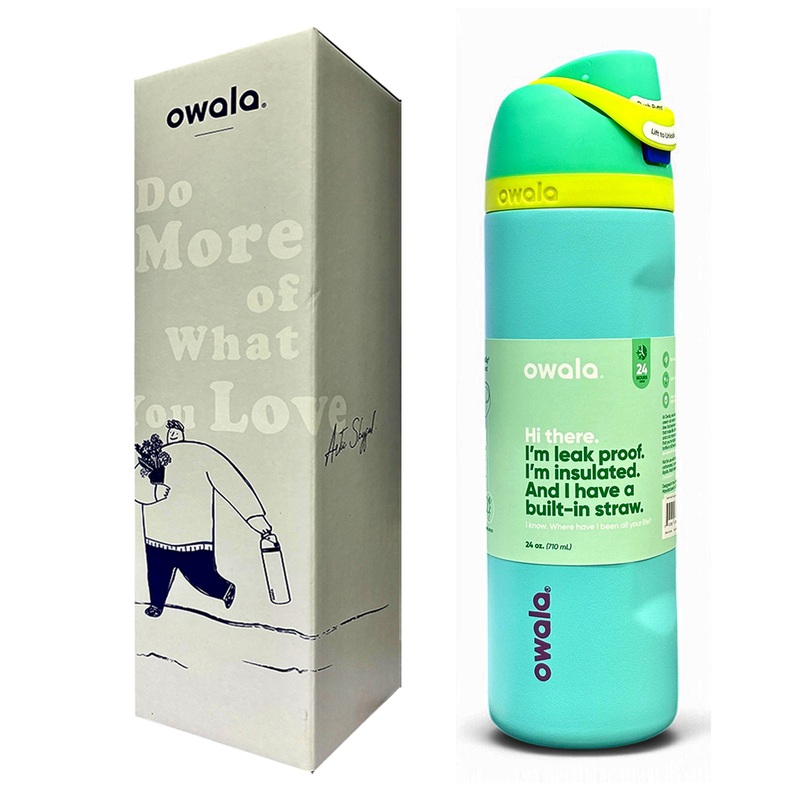 Owala FreeSip Insulated Stainless Steel Water Bottle with Straw for Sports, Travel, and School 24 OZ | 710 ML (Green)
