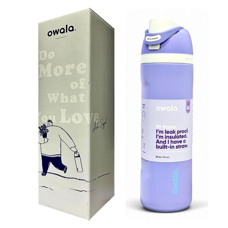 Owala FreeSip Insulated Stainless Steel Water Bottle with Straw for Sports, Travel, and School 24 OZ | 710 ML (Purple)