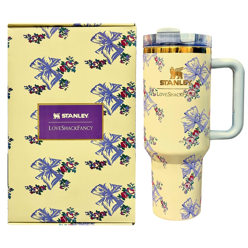 STANLEY LoveShackFancy Quencher H2.0 FlowState Stainless Steel Vacuum Insulated Tumbler with Lid and Straw for Water, Iced Tea or Coffee (Heather, 40 oz)
