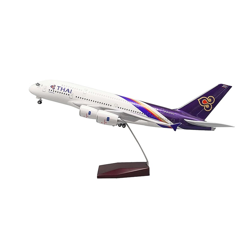Thai Airlines Airbus A380- 800 LED Lit - Airplane 1/160 Plane Model Replica Toy Decor - 46 cm