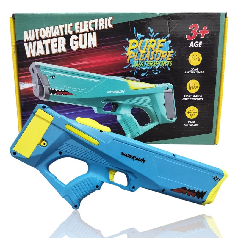Automatic Electric Water Gun, with Large Capacity, Holi Water Gun with Long Range Pistol for Children (Blue-Green)