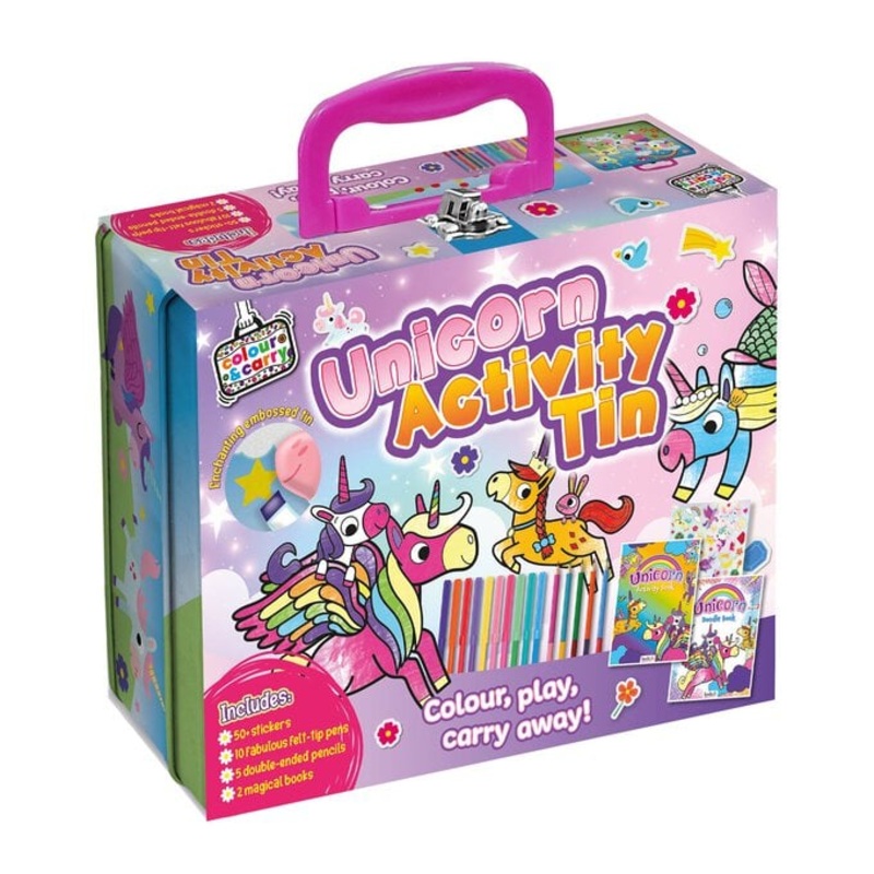 Colour & Carry Unicorn Activity Tin Colouring Kit