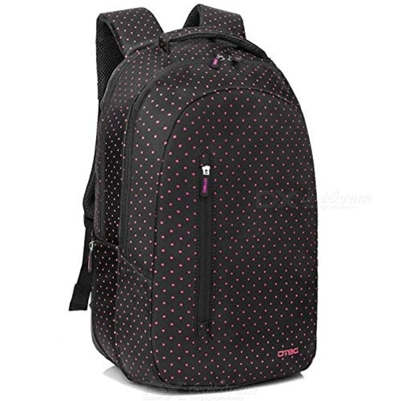 DTBG Laptop Backpack 15.6" Water Resistant (Black with Pink Dots)