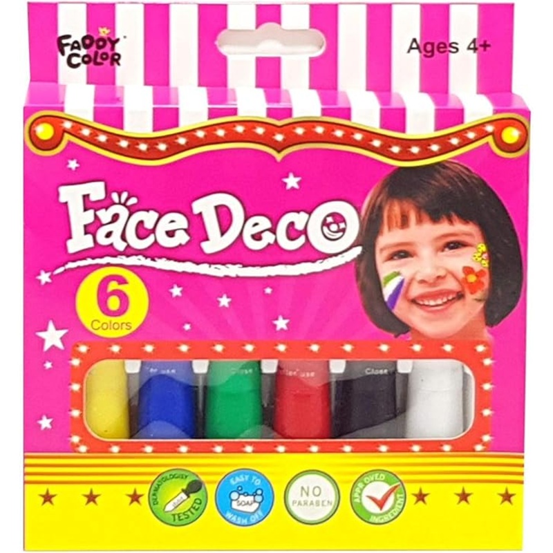 FADDY COLOR FACe Face Deco, 6-Color Set of Face Painting Sticks,face Colors