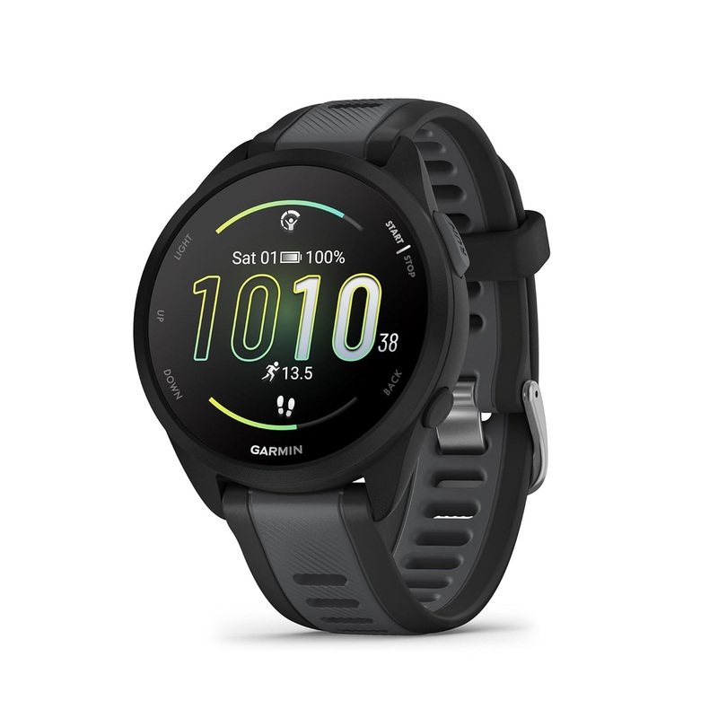 Garmin Forerunner 165 Music, Running Smartwatch, Colorful AMOLED Display, Training Metrics and Recovery Insights, Music on Your Wrist, Black/Slate Gray