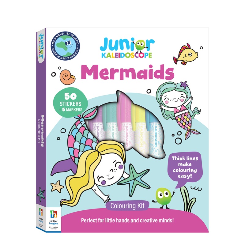 Junior Kaleidoscope Mermaid Colouring Kit- 50 Stickers and 5 Markers Age 3+