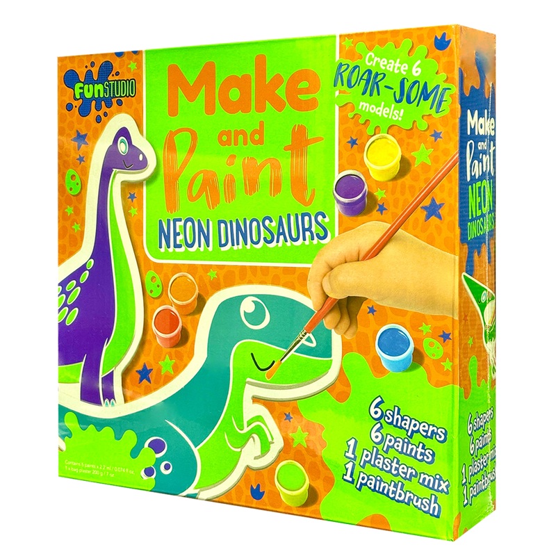 Make and Paint Neon Dinosaurs Colouring set