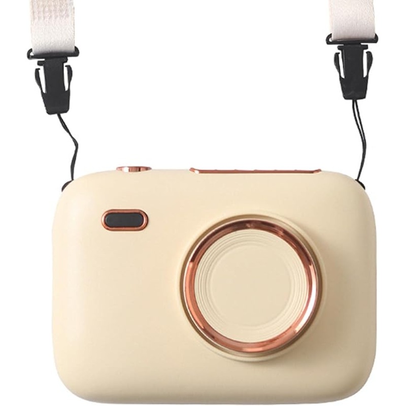 Mini Haletr Fan - Portable Hands-Free Personal Fan USB Rechargeable Camera Shape Fan (Cream)
