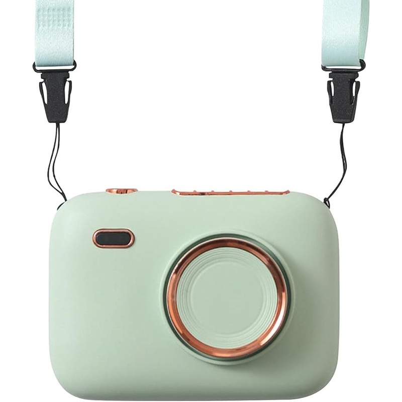 Mini Haletr Fan - Portable Hands-Free Personal Fan USB Rechargeable Camera Shape Fan (Light Green)