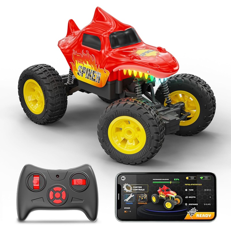 Mirana Spiker 2WD RC Car  High-Speed Offroad Crawler with App Control, Bluetooth Speakers & RGB Lights | USB Rechargeable Monster Truck for Kids 3+ (Blue)
