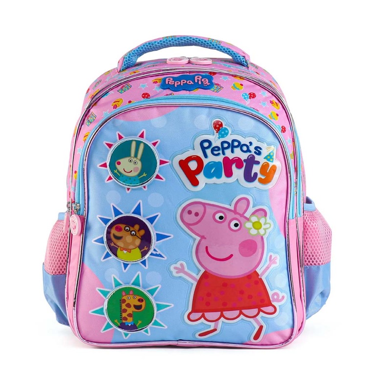 Peppa Pig Premium School Backpack Pink and Sky Blue - 16 inches