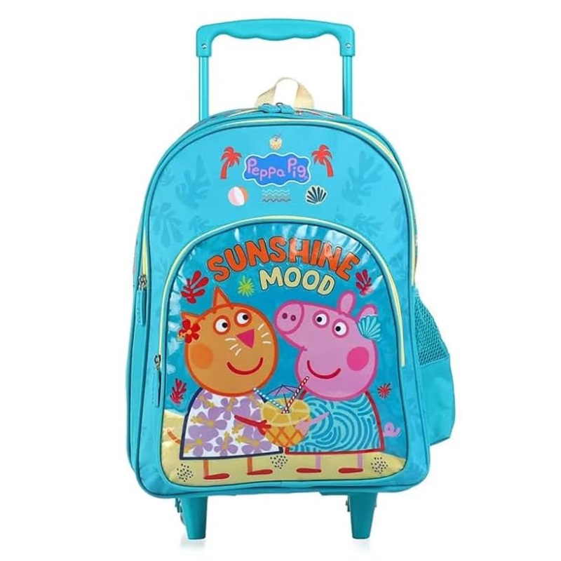 STRIDERS Peppa Pig 16 Inch Trolley School Bag for Kids Spacious Rolling Backpack for School, Travel 6-8 Years