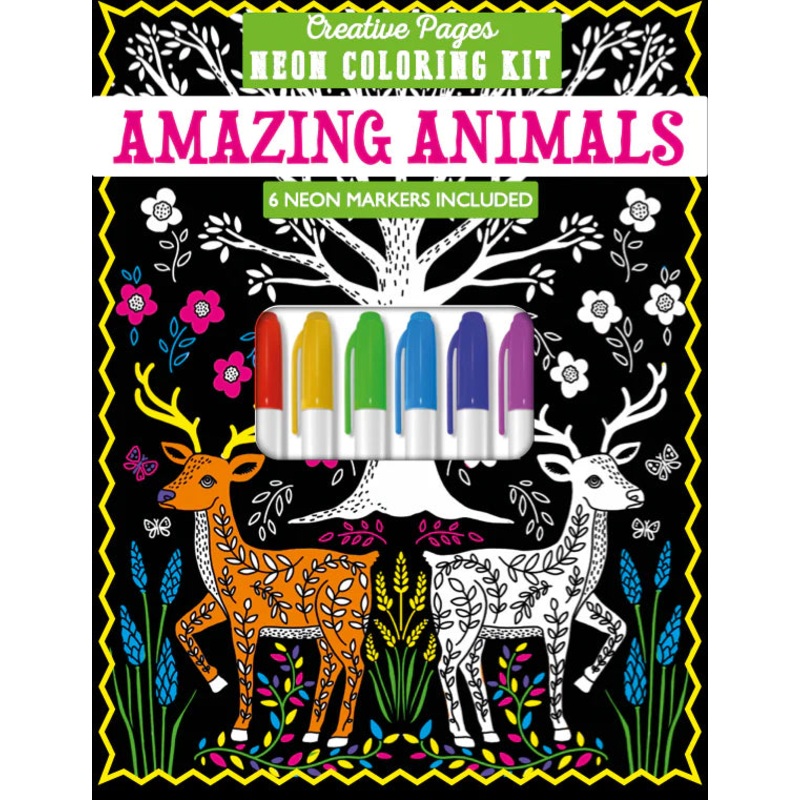 Creative Pages Neon Coloring Kit Amazing Animals