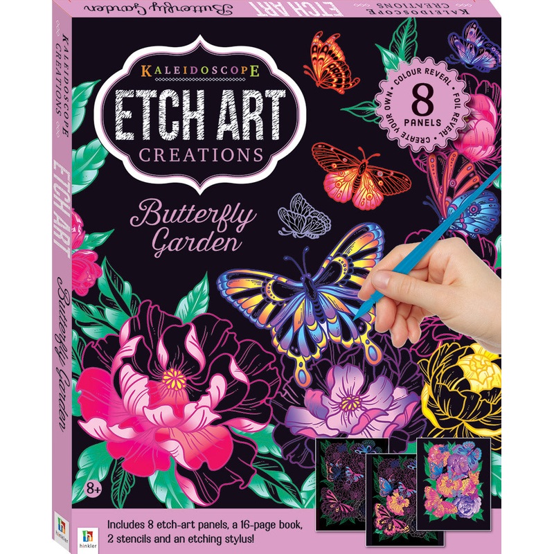 Kaleidoscope Etch Art Mini Kit: Butterfly Garden  Scratch, Reveal, and Let Nature Bloom! (By Hinkler)