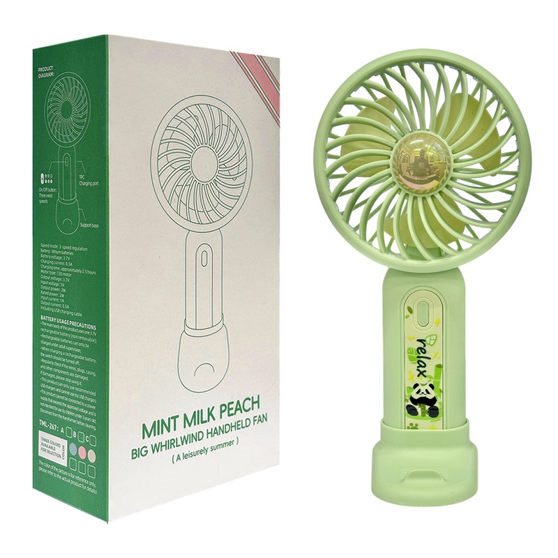 Mint Milk Peach Desktop Fan Mini Handheld Small Fan for Home, School USB Rechargeable & Portable Fan (Green)