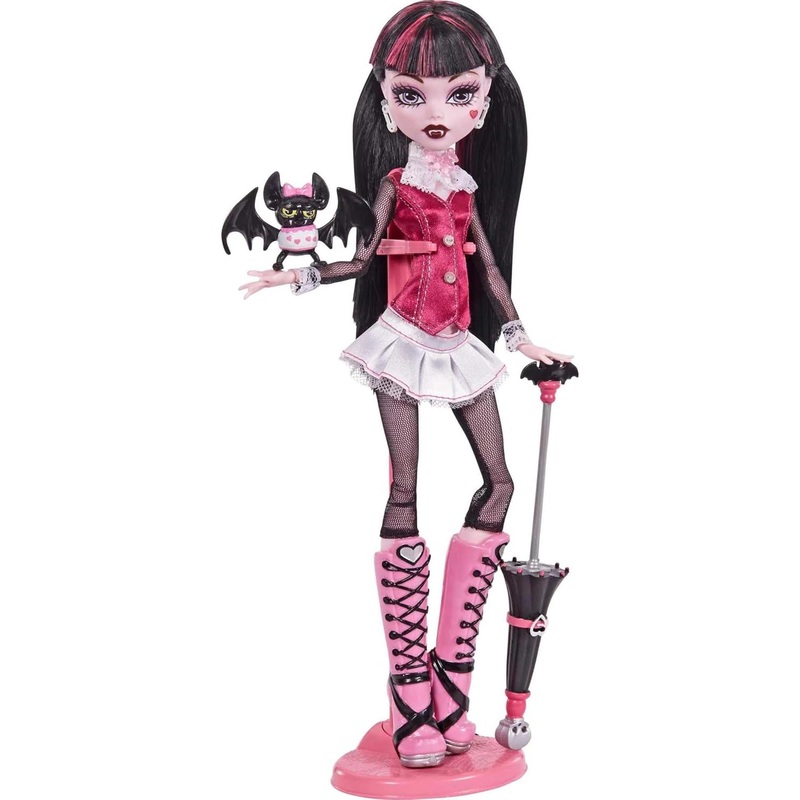 Monster High Draculaura Reproduction Doll (10.5 in) Wearing Original Fashion & Shoes, with Pet, Doll Stand & Accessories, Gift for Collectors