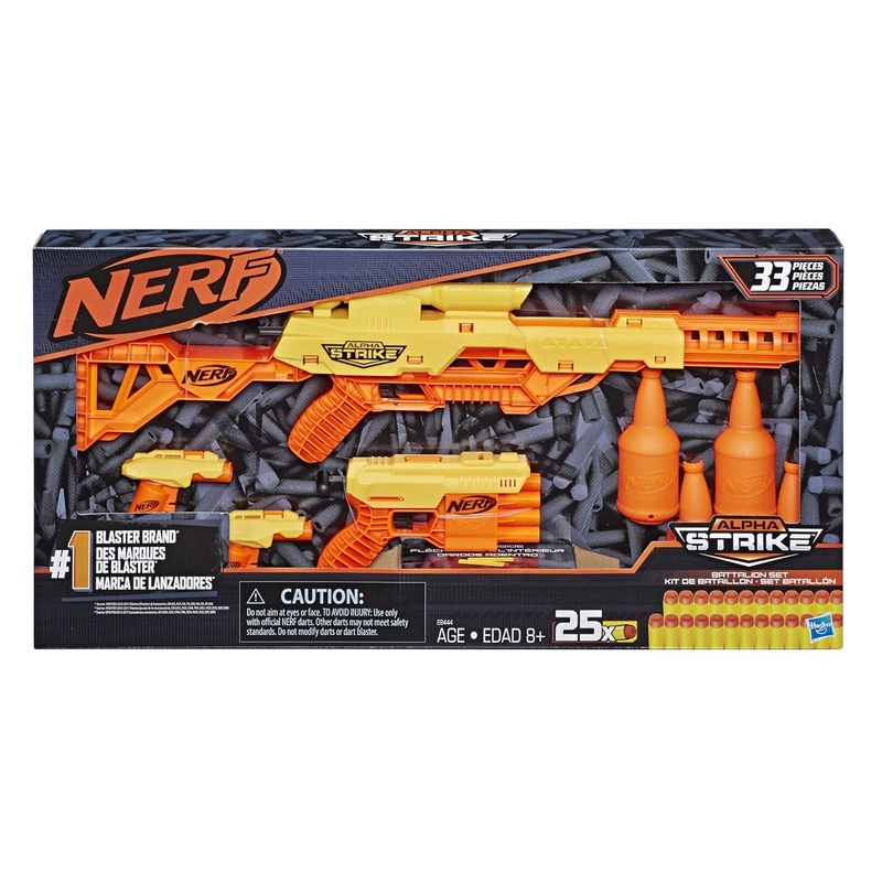 Nerf Alpha Strike Battalion Set - Includes 4 Blasters, 4 Half-Targets, and 25 Official Darts  Age 8+