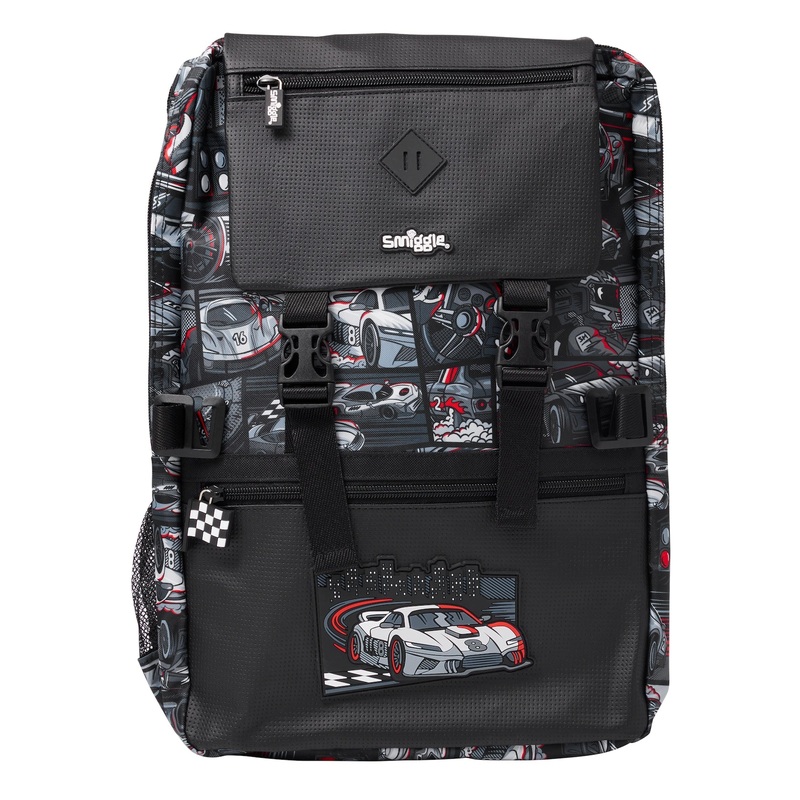 Smiggle School Bag : Car Foldover Attach Colorful & Stylish 18 Inch Backpack for Kids