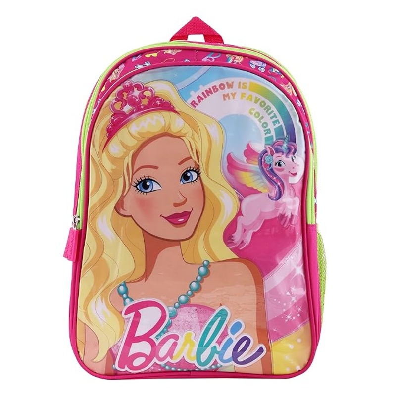 Striders Barbie Rainbow Backpack - 36 cm | Colorful & Stylish School Bag for Kids
