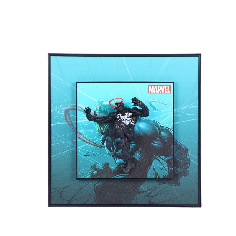 3D Black Venom Action Figure Decorative Wall Frames  40x40 cm | Dynamic Superhero Wall Art for Marvel Fans & Collectors | Premium Decor & Powerful Gift for Avengers Lovers