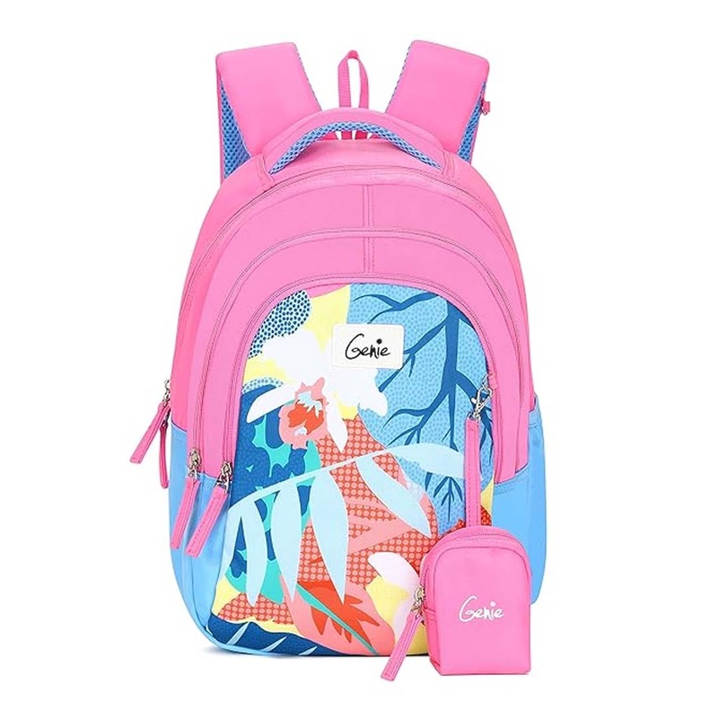 Genie School Bags Dove Kids Backpack  15" Cute & Colorful Bag for Girls with Happy Pouch