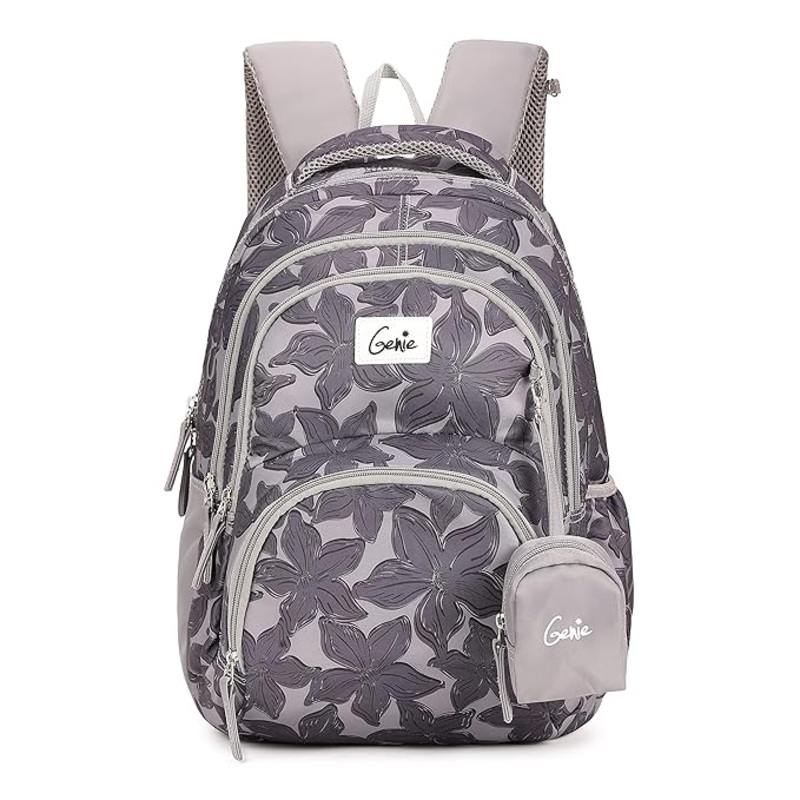 Genie Spring Backpack for Girls  17 | Cute, Colorful, Lightweight & Water-Resistant with Happy Pouch