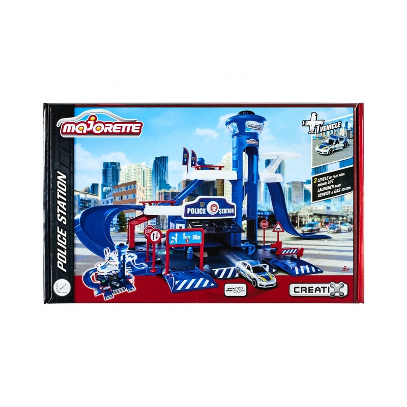 Majorette Creatix Police Station + 1 Vehicle Track Set