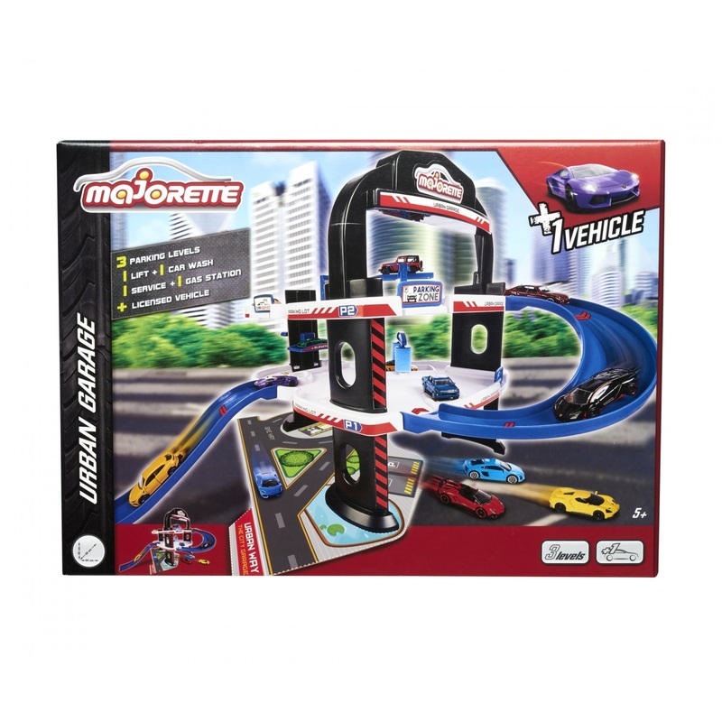 Majorette Urban Garage Playset With 3 Levels + 1 Vehicle Track Set
