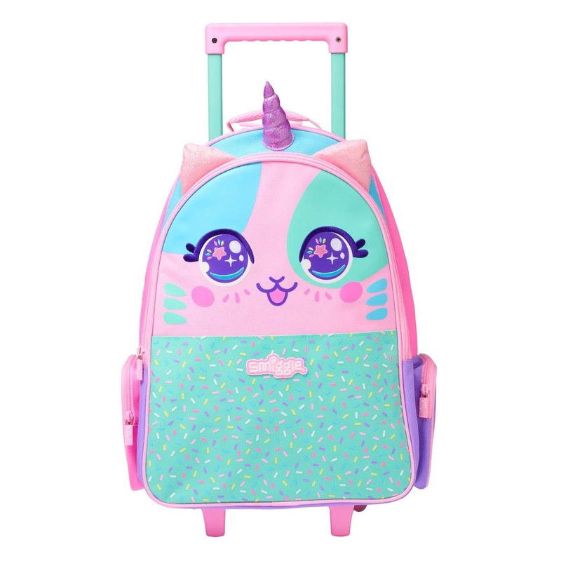 Smiggle School Bag : Best Budz Colorful & Stylish 18 Inch Trolley Backpack for Kids