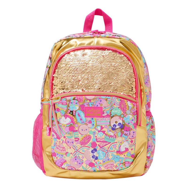 Smiggle School Bag : Gold Flip Sequin 20 Birthday Colorful & Stylish 16 Inch Backpack for Kids