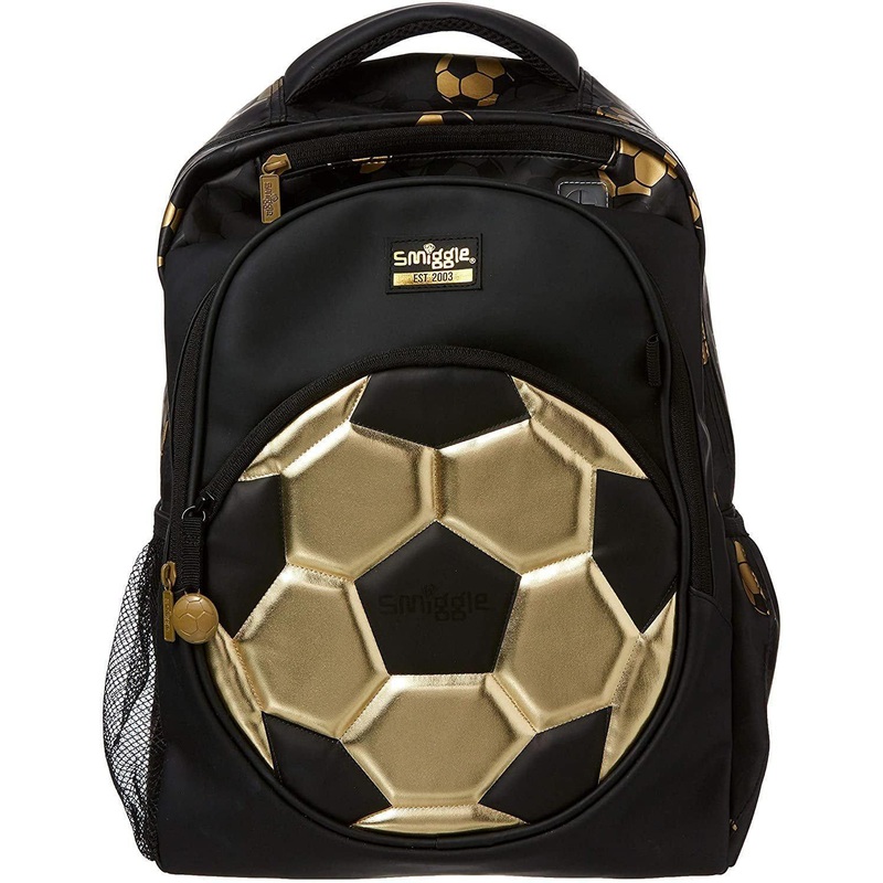 Smiggle School Bag : Gold Football Colorful & Stylish 16 Inch Backpack for Kids