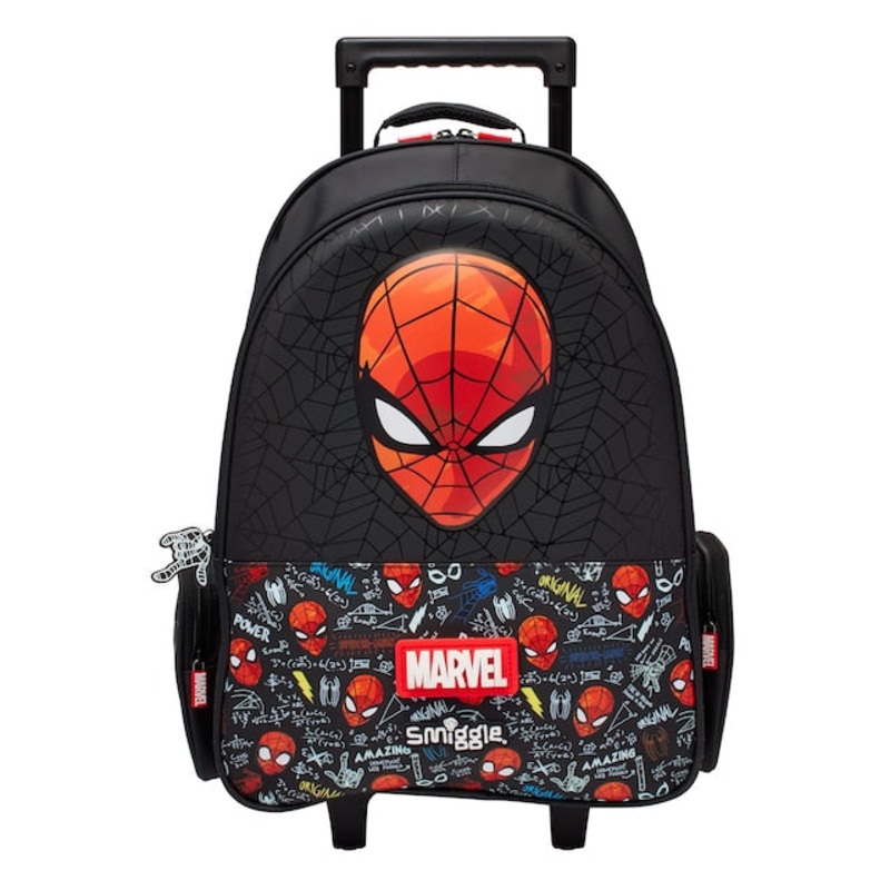 Smiggle School Bag : Spider-Man Colorful & Stylish 18 Inch Trolley Backpack for Kids