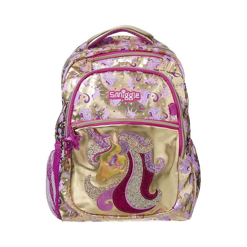 Smiggle School Bags Gold Unicorn School Backpack  Magical & Stylish for Girls