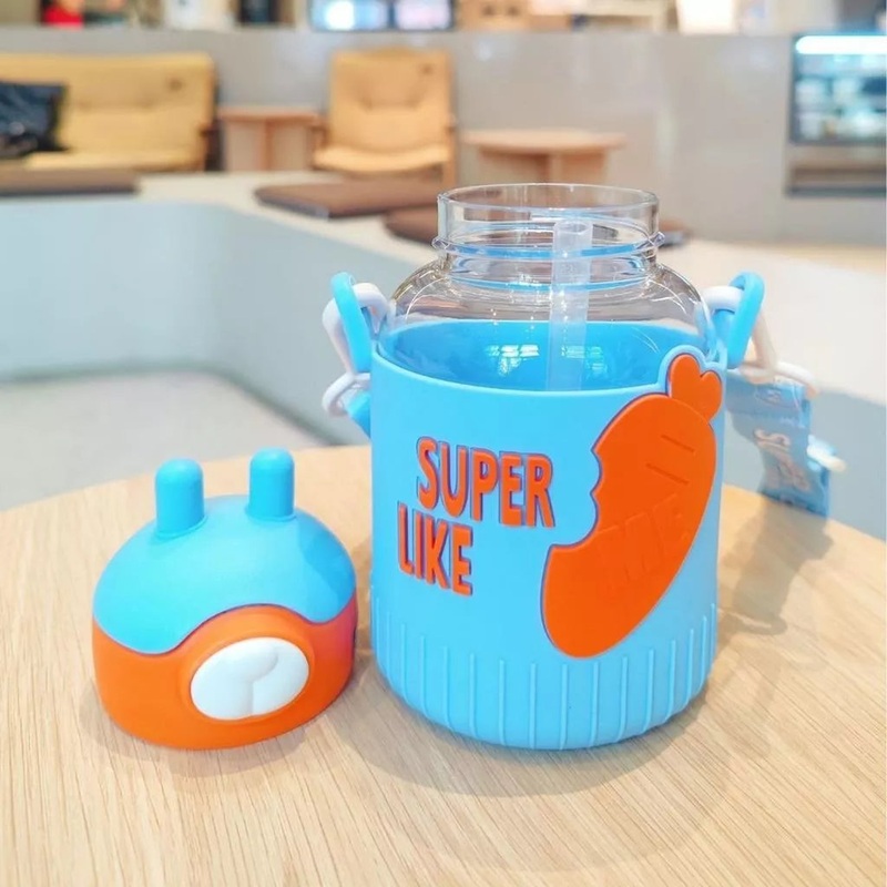 Super Like Me Insulation Bottle With Straw 530 ML (Blue)