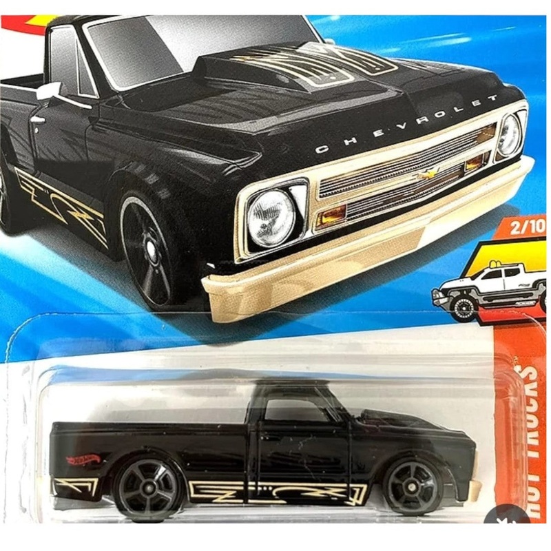 Hot Wheels '67 Chevy C10 die-cast replica, part of the HW Hot Trucks series Black For kids 3 Year+
