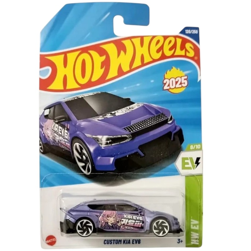 Hot Wheels Custom  Blue Kia EV6 die-cast car from the 2025 HW EV series For Kids 3 Year+