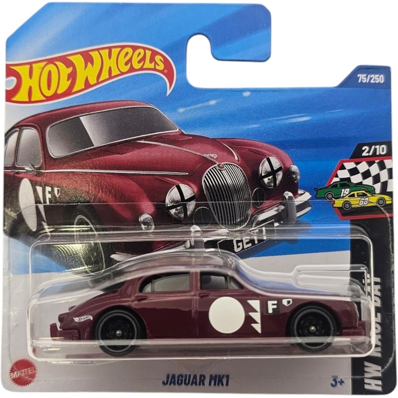 Hot Wheels Jaguar MK1 Die-Cast Car, Racing Series 2/10, Maroon, 75/250