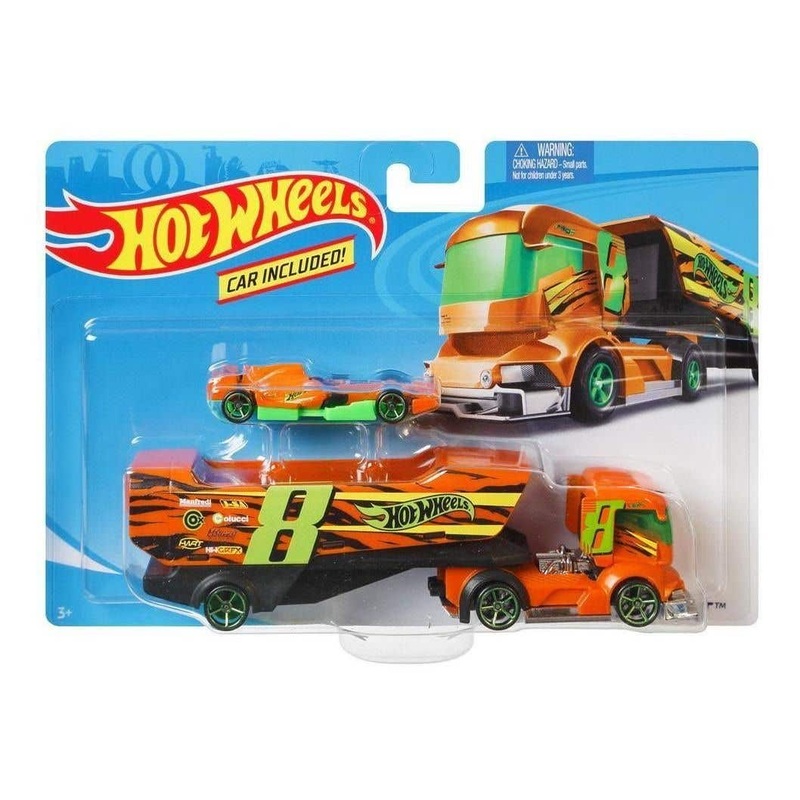 Hot Wheels Super Rigs Big Rig Heat Truck with Die-Cast Car  Fiery Hauler Fun for Kids & Collectors