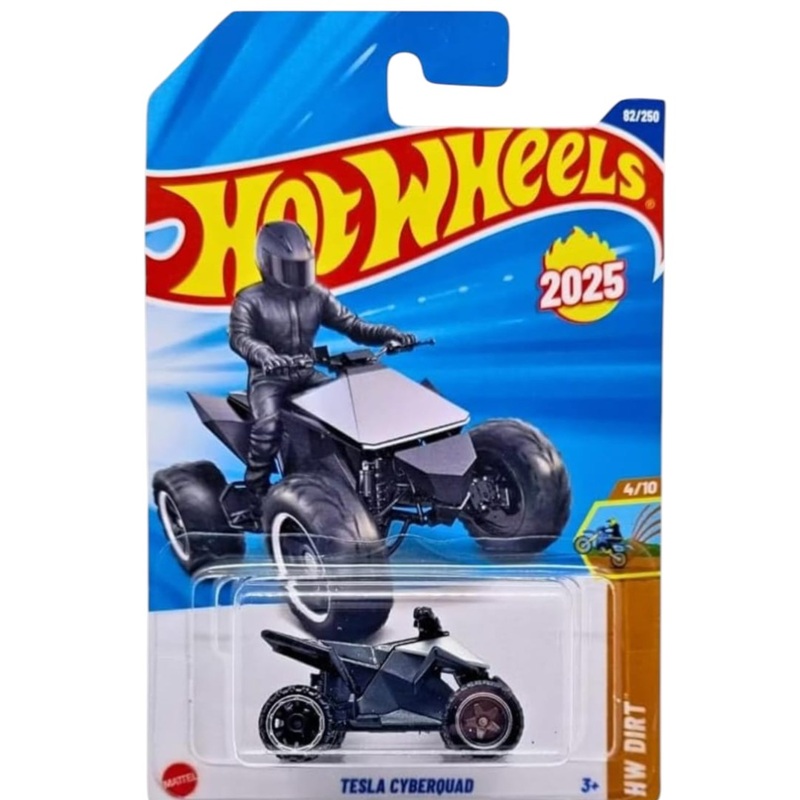 Hot Wheels Tesla Cyberquad die-cast model from the 2025 collection, part of the HW Dirt Series