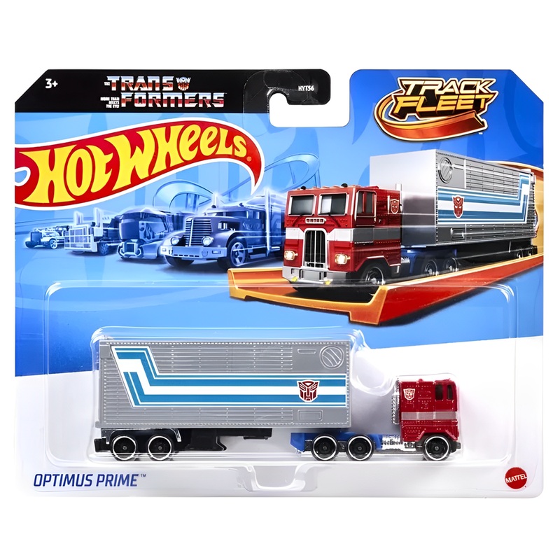 Hot Wheels  Transformers TrackFleet OptimusPrime  1:64 Scale DieCast Cab & Trailer Truck