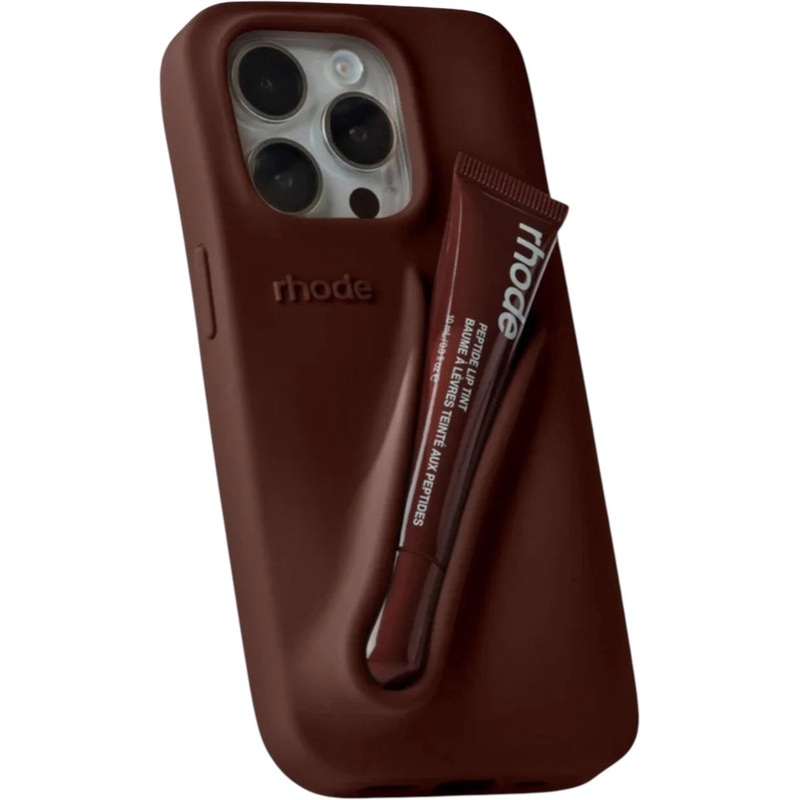 Rhode Fall Lip Case for iPhone 15 ProMax  espresso | Soft Silicone Case with Lip Balm Included