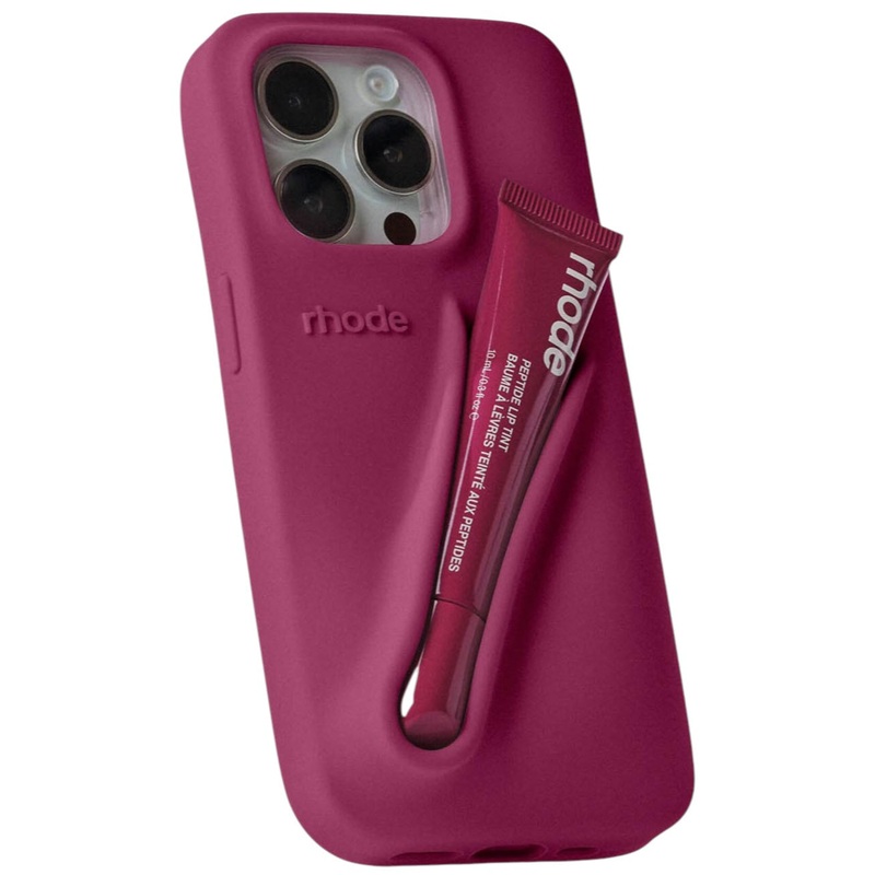 Rhode Fall Lip Case for iPhone 16 Pro   Raspberry Jelly | Soft Silicone Case with Lip Balm Included