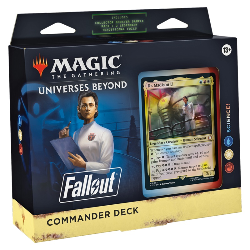 MTG Universes Beyond: Fallout Commander Deck - Science! (100-Card Deck, 2-Card Collector Booster Sample Pack + Accessories)