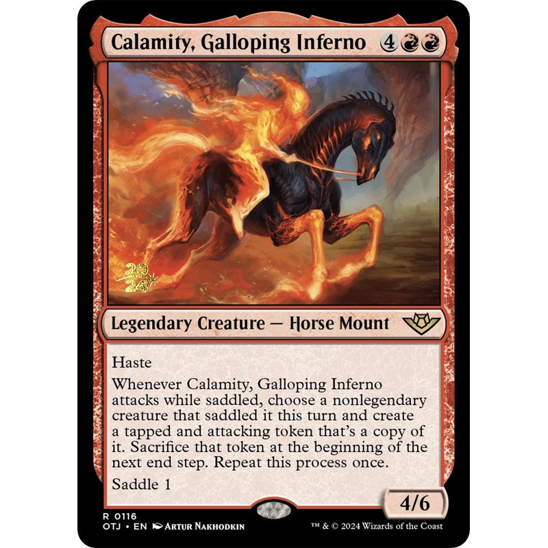 Calamity, Galloping Inferno [Outlaws of Thunder Junction Prerelease Promos]