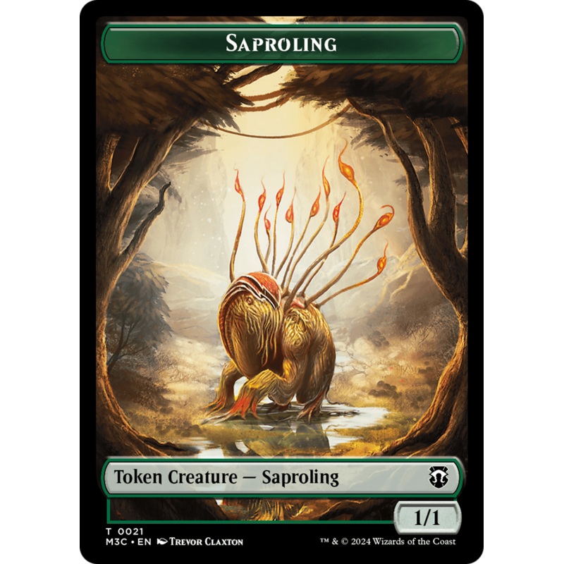 Saproling (Ripple Foil) // Emblem - Garruk, Apex Predator Double-Sided Token [Modern Horizons 3 Commander Tokens]